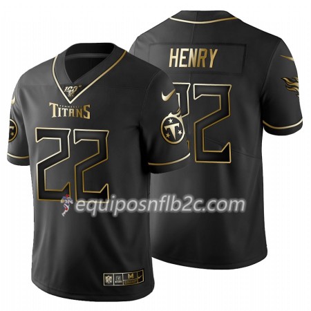 Camiseta Hombre NFL Tennessee Titans Derrick Henry 22 Nike Negro Golden Edition 100th